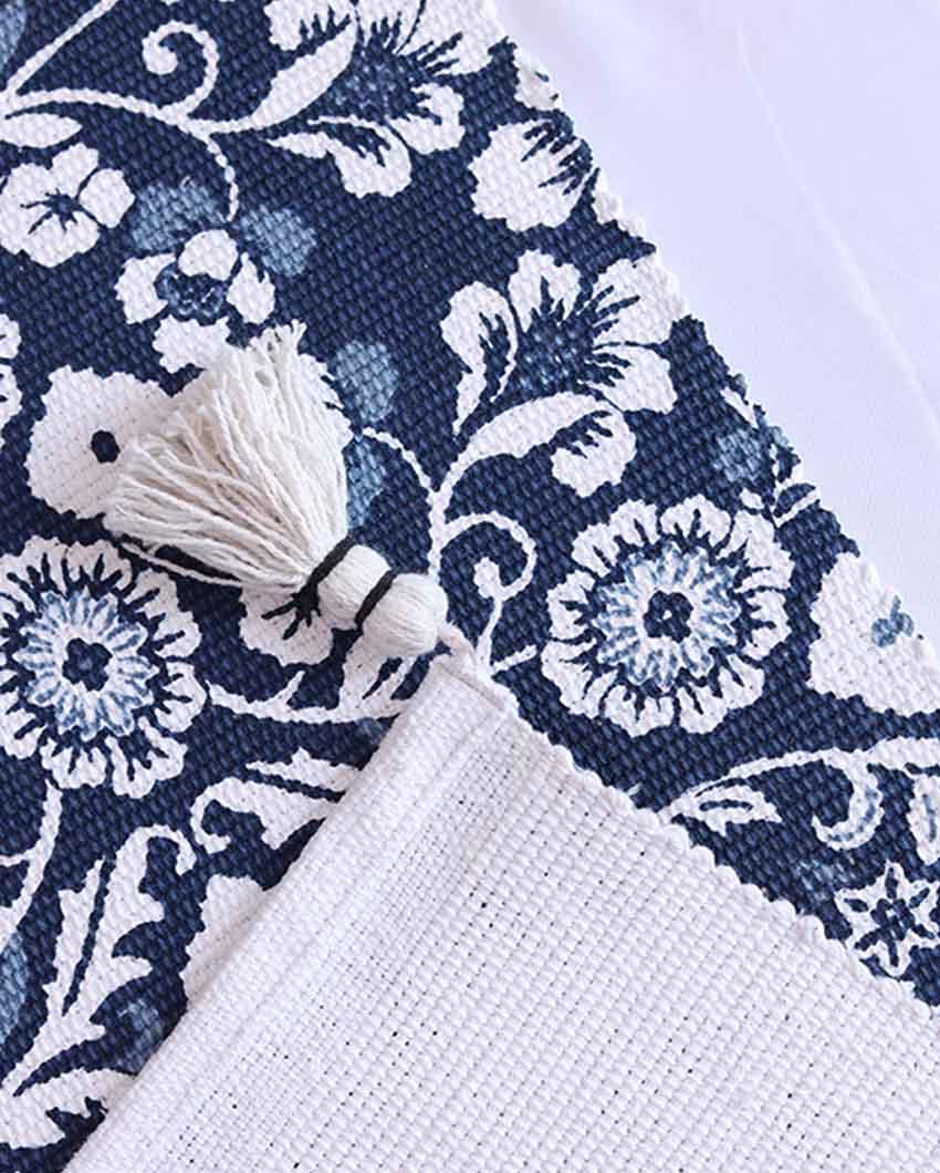 Indigo floral table runner