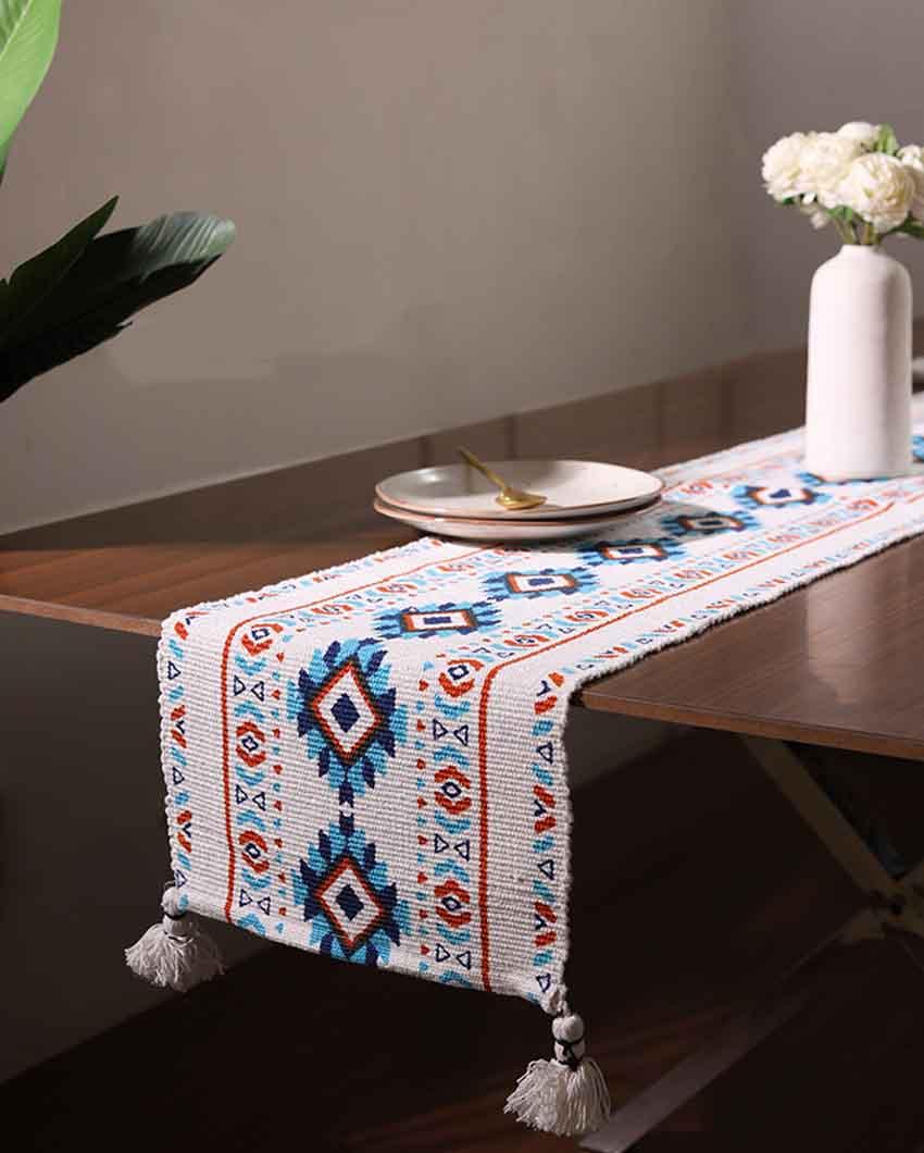 Whimsical meadow cotton printed table runner